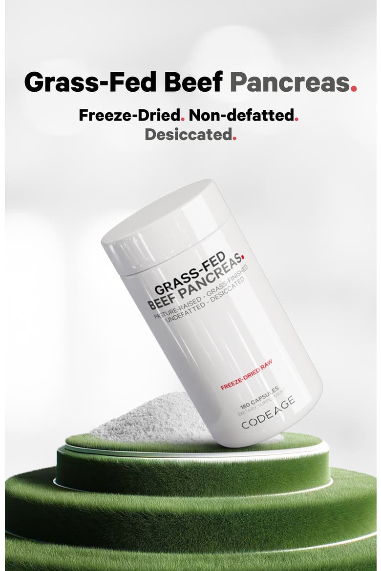Grass-Fed Beef Pancreas Glandular Supplement, Alternate, color, White