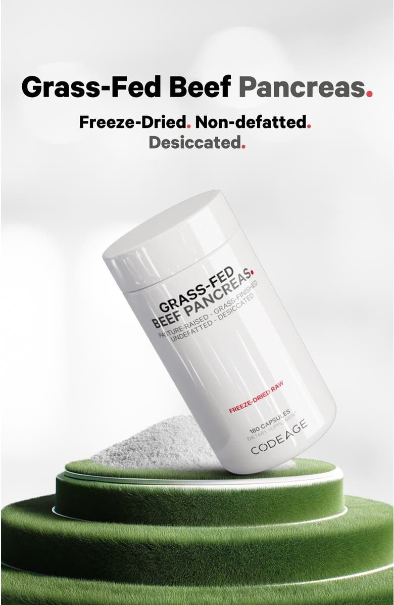 Codeage Grass-Fed Beef Pancreas Glandular Supplement, Alternate, color, White