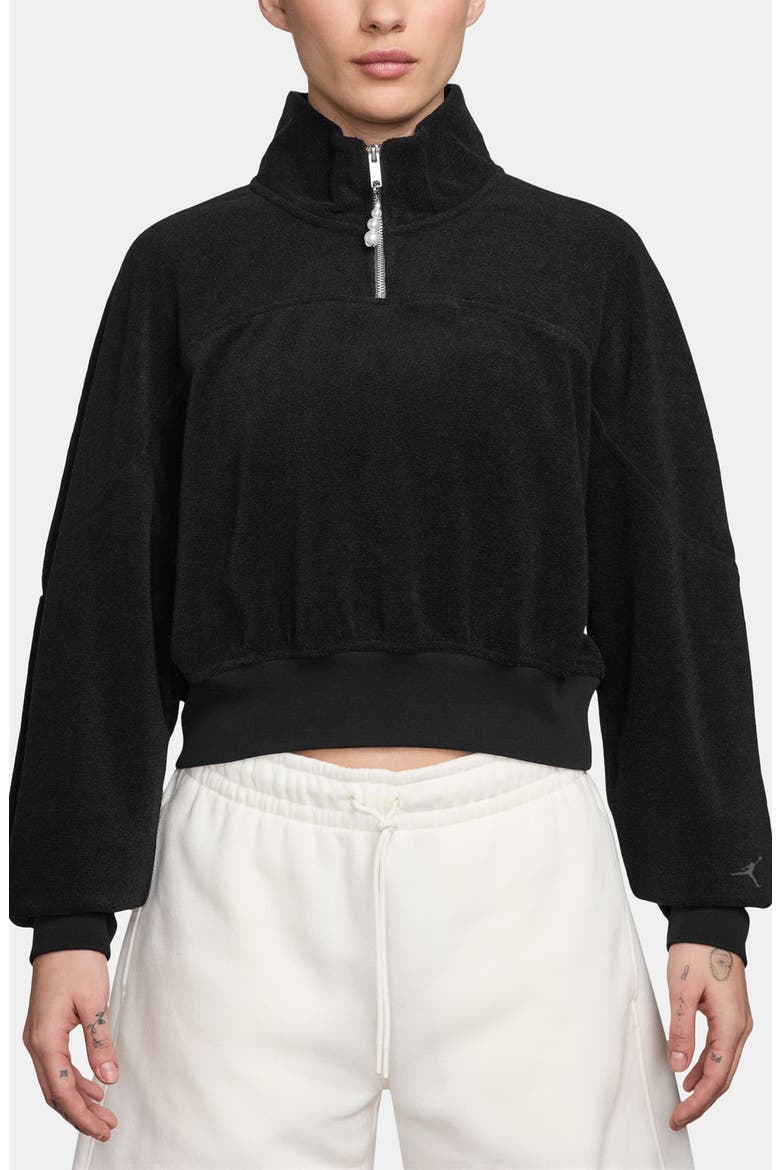 Flight Fleece Quarter Zip Crop Sweatshirt, Main, color, BLACK/ BLACK