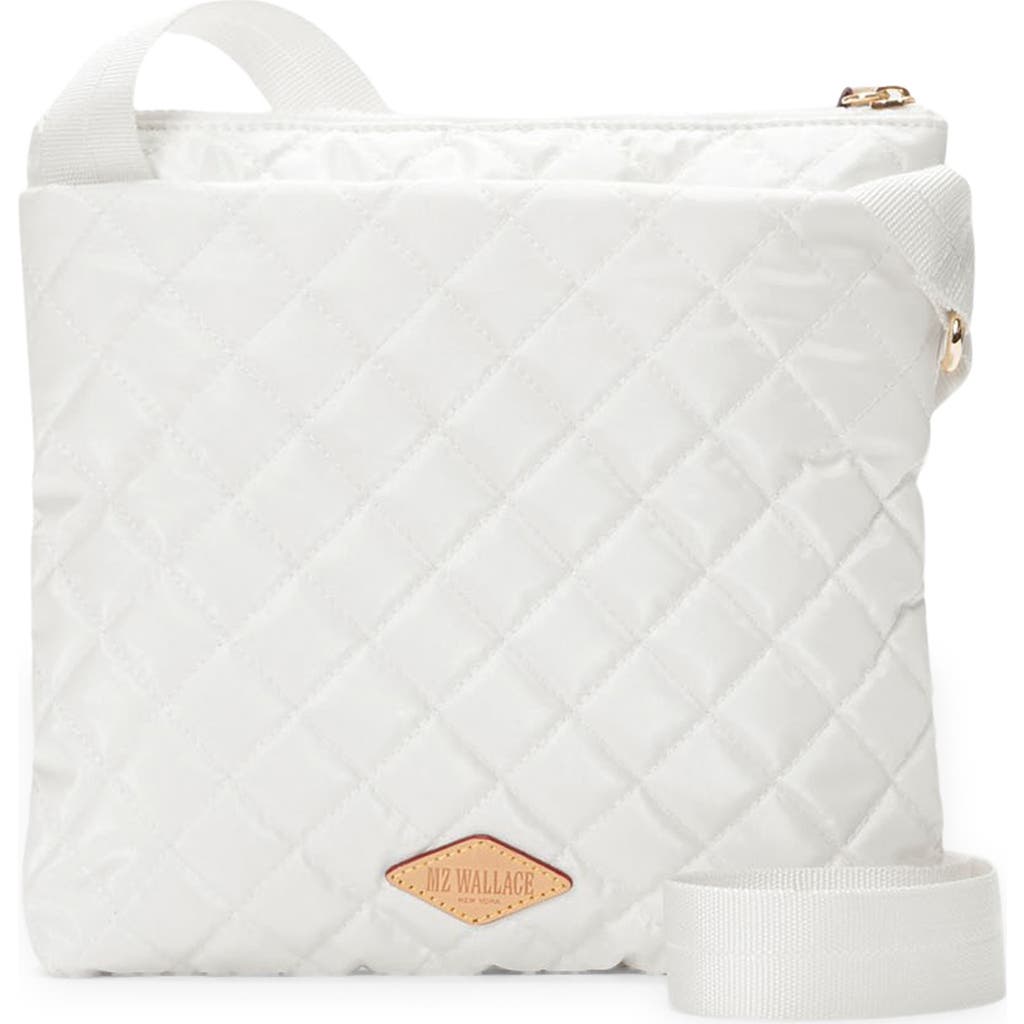 Mz Wallace Metro Quilted Nylon Crossbody Bag In Silver