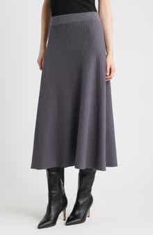 Nordstrom Cotton & Cashmere A-Line Midi Sweater Skirt