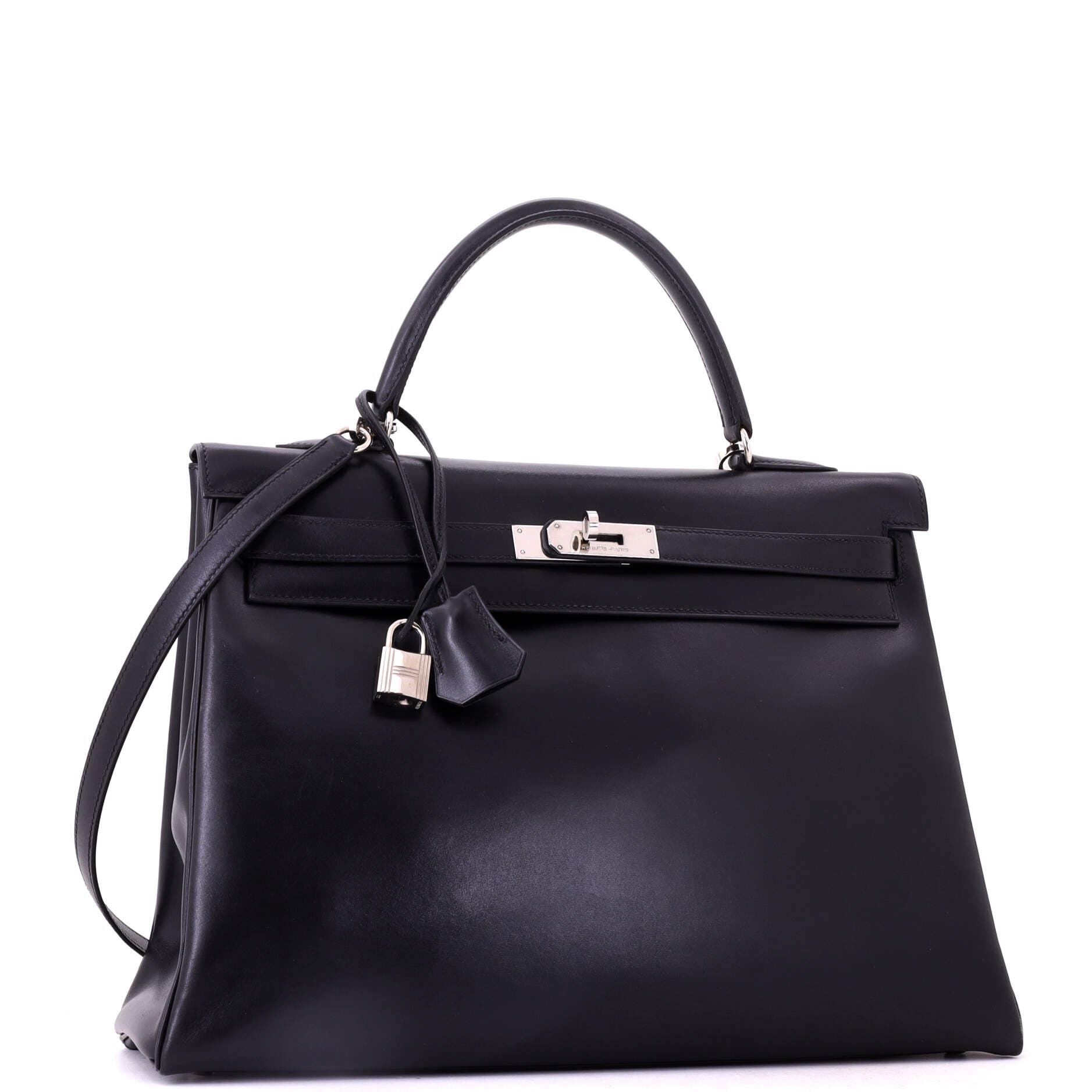 Kelly Handbag Black Box Calf with Palladium Hardware 35, Alternate, color, Black