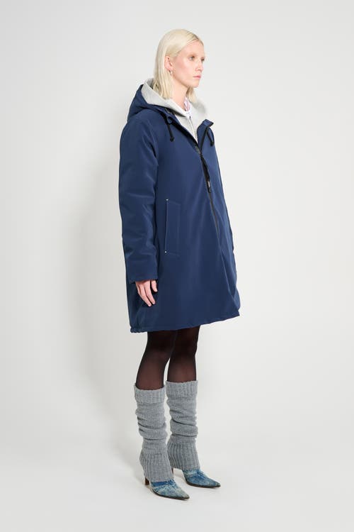Stutterheim Mosebacke Matte Winter Coat In Blue