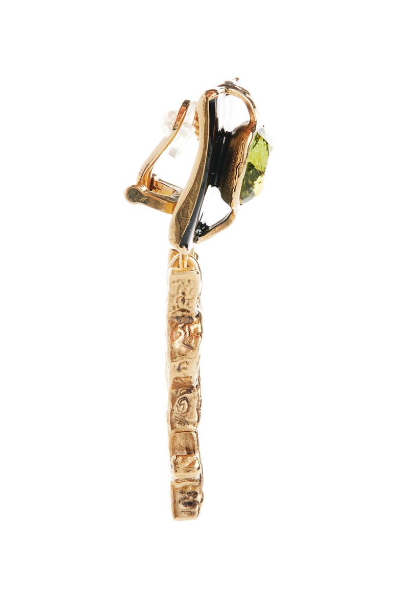 YSL Squared Pendant Drop Earrings, Alternate, color, 7131 GRN/BLK/PATINATED GOLD