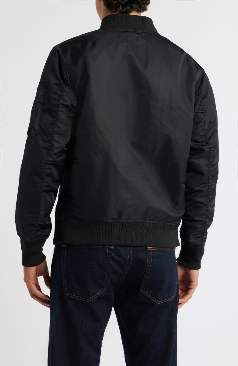 Schott NYC MA-1 Satin Flight Jacket, Alternate, color, Black