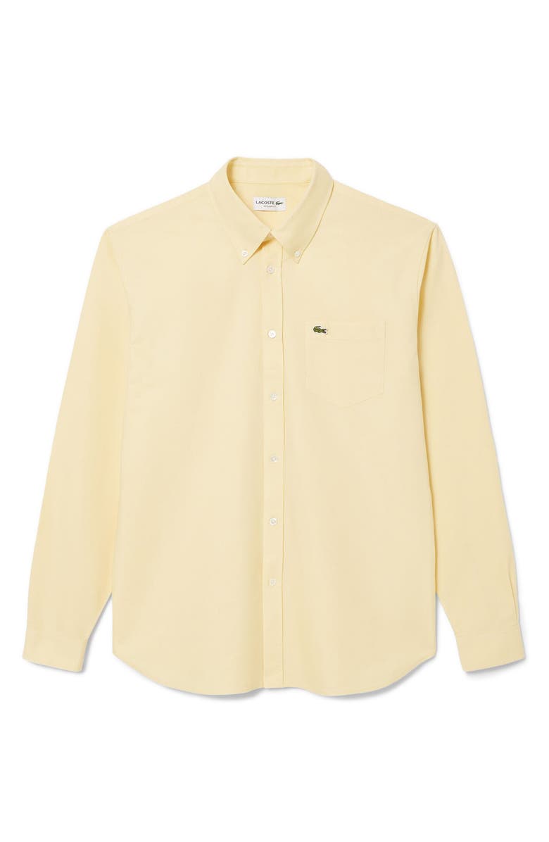 Lacoste Regular Fit Oxford Button-Down Shirt, Alternate, color, Yellow/ White
