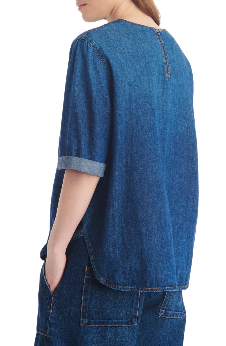 TWP Oversize Cotton Denim Shirt, Alternate, color, Dark Indigo