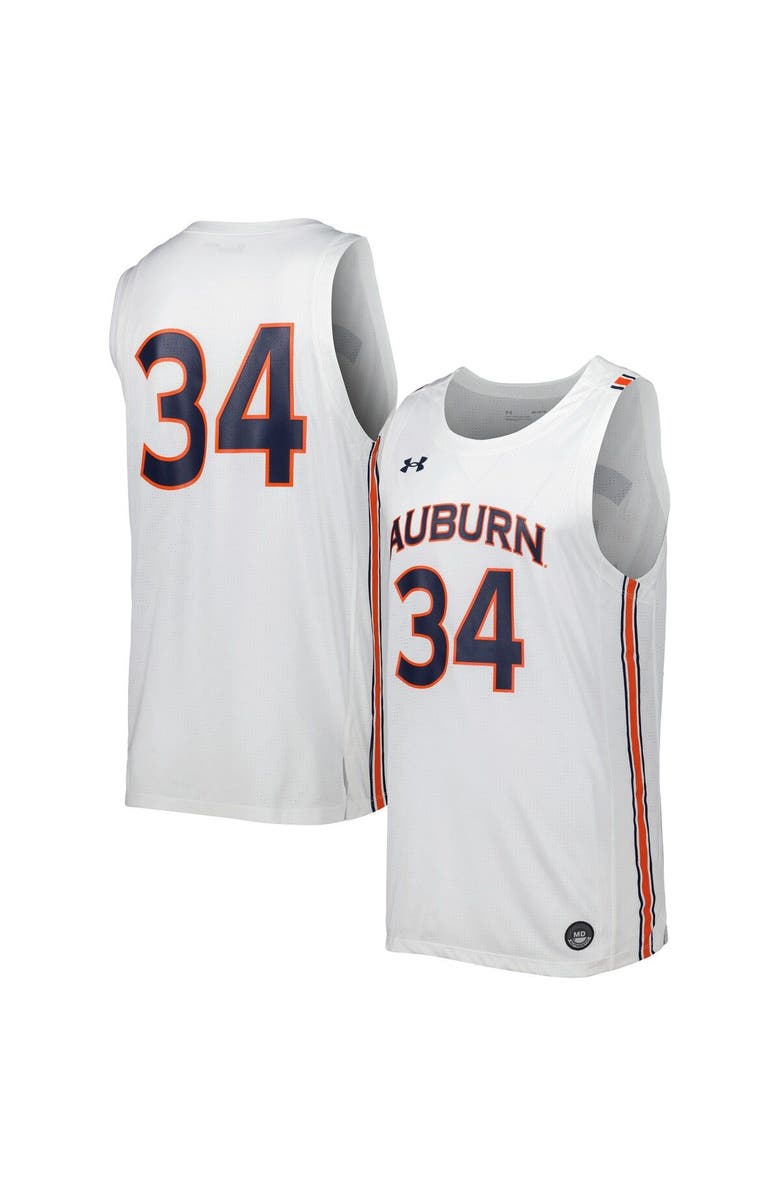 Under Armour Men's Under Armour White Auburn Tigers Replica Basketball Jersey, Main, color, 