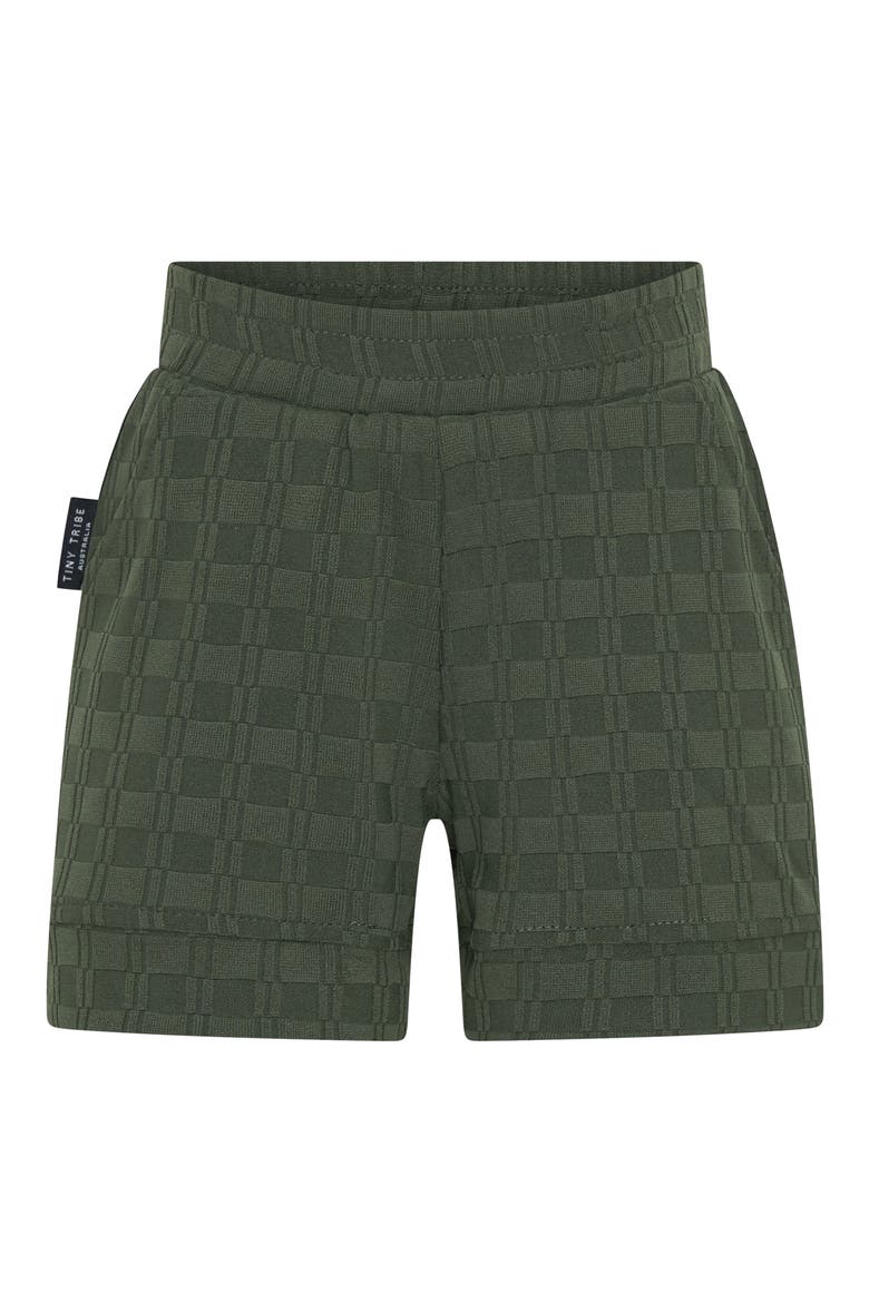 Checkerboard Jacquard Knit Shorts, Main, color, OLIVE