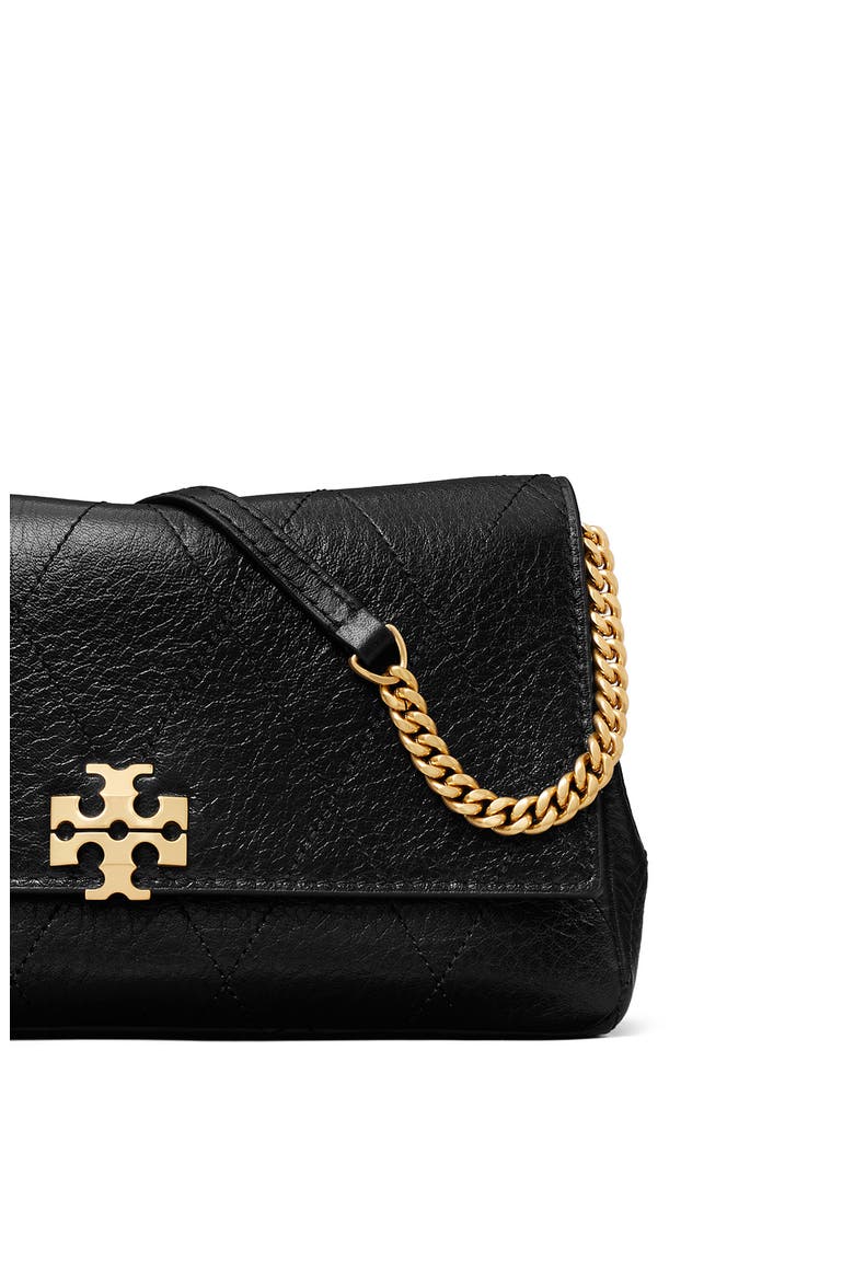 Charlie Quilted Leather Wallet on a Chain, Alternate, color, BLACK