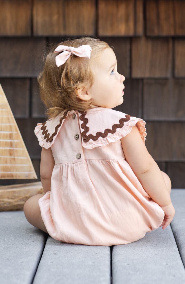 Rylee + Cru Kids' Cove Embroidered Collar Romper, Alternate, color, Blush
