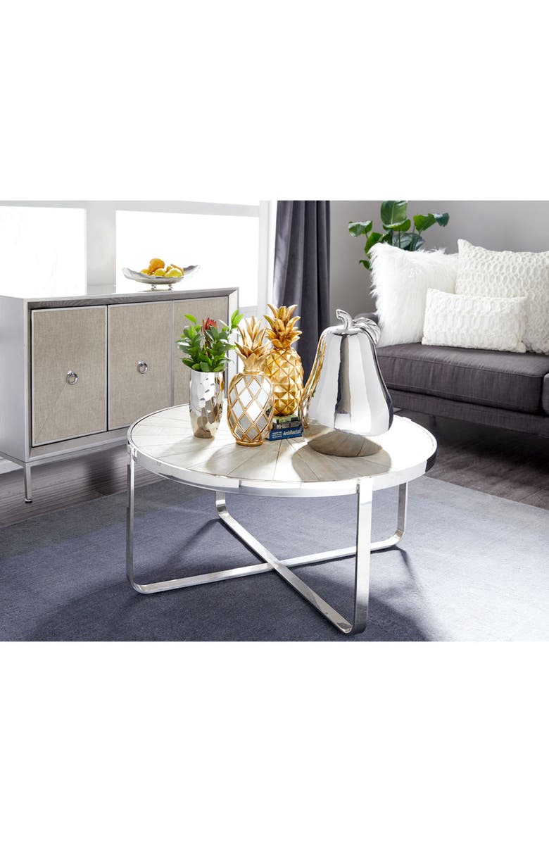 COSMO BY COSMOPOLITAN Goldtone Glass Pineapple Fruit Sculpture with Mirror Accents, Alternate, color,