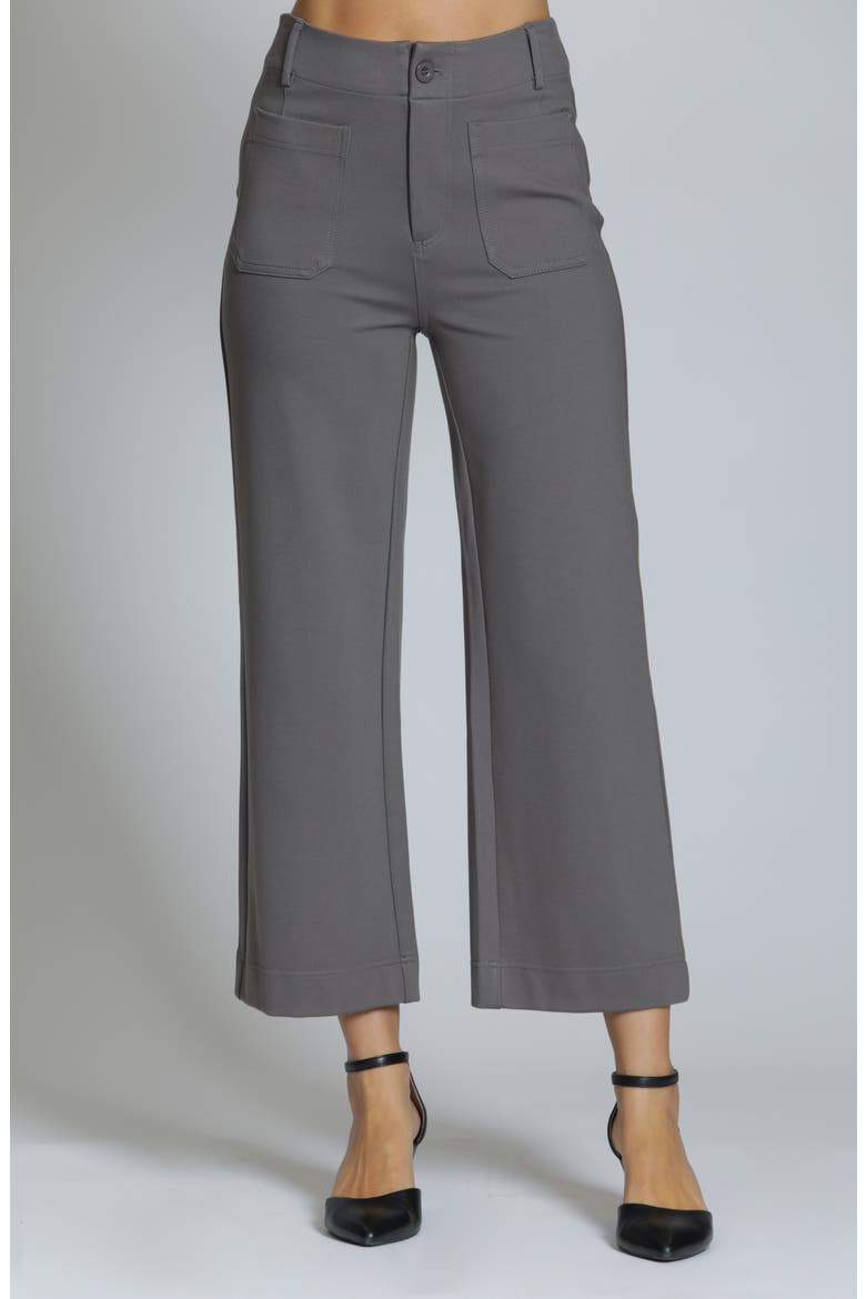 Ponte Wide Leg Crop Pants, Main, color, PEBBLE