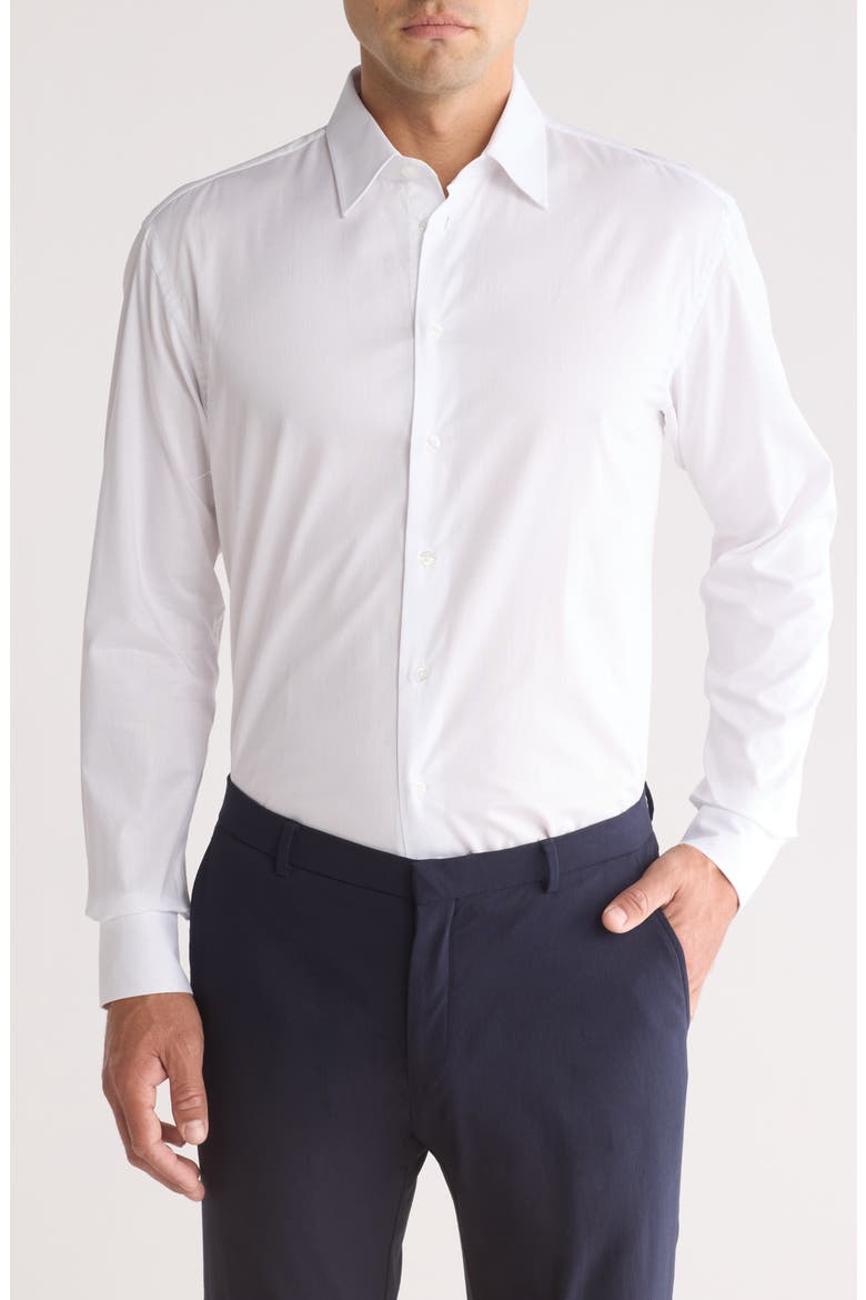 Solid Cotton Twill Dress Shirt, Main, color, SOLID WHITE