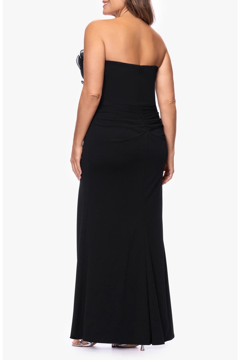 Strapless Scuba Crepe Gown, Alternate, color, BLACK