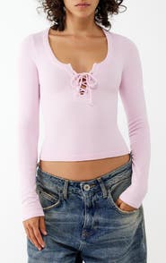 BDG Urban Outfitters Knockout Long Sleeve Tie Front Crop Top