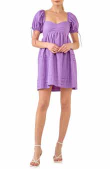English Factory Pintuck Puff Sleeve Minidress