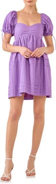 English Factory Pintuck Puff Sleeve Minidress
