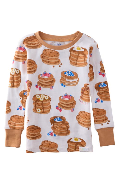 Butterblu Kids' Zen Print Fitted Organic Cotton Two-piece Pajamas In Brown