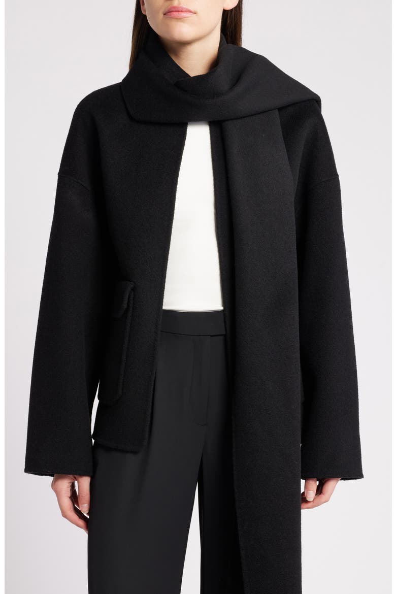 Jardin Wool Blend Jacket with Scarf, Main, color, BLACK