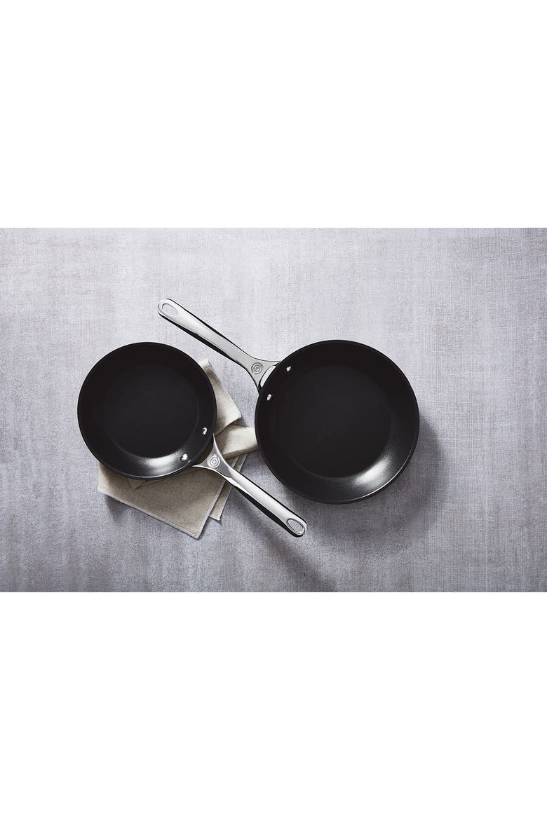Set of 2 Toughened Nonstick PRO Fry Pans, Alternate, color, BLACK