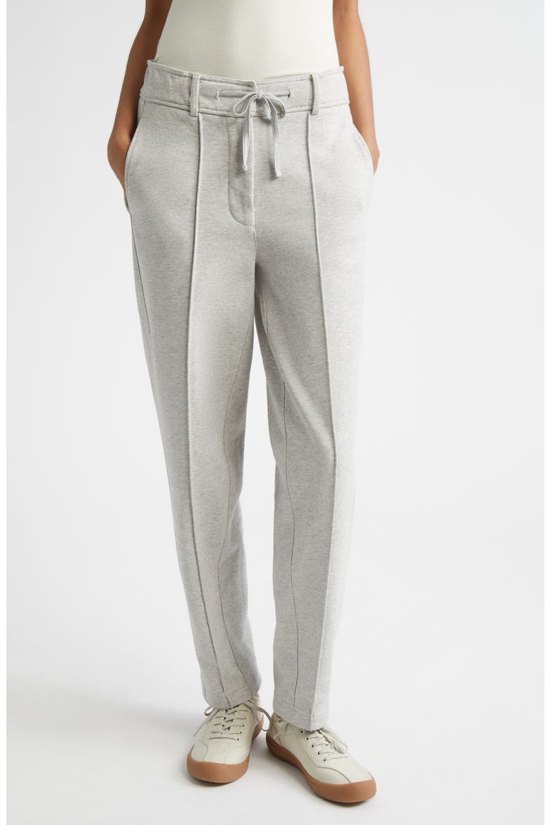 Heloise Slim Pleated Cotton Sweatpants, Main, color, GREY