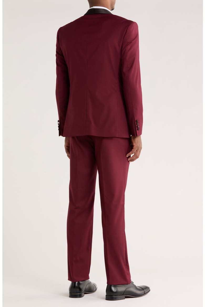 Burgundy Shawl Collar 3-Piece Tuxedo, Alternate, color, BURGUNDY