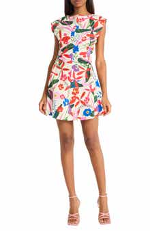 DONNA MORGAN FOR MAGGY Floral Cap Sleeve Fit & Flare Minidress