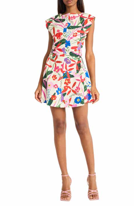 DONNA MORGAN FOR MAGGY Floral Cap Sleeve Fit & Flare Minidress