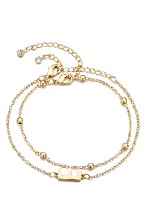 2-Piece Initial Bead Chain Bracelet Set