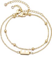 Adornia 2-Piece Initial Bead Chain Bracelet Set