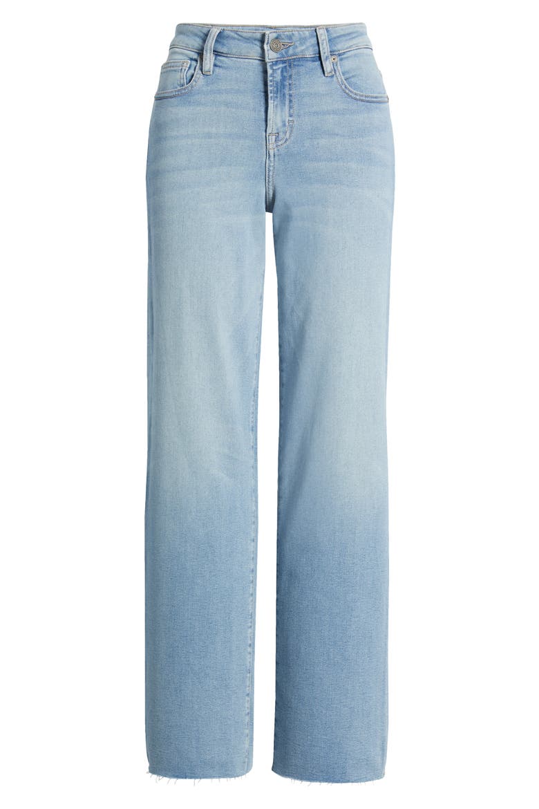 High Waist Raw Hem Wide Leg Dad Jeans, Alternate, color, LIGHT WASH