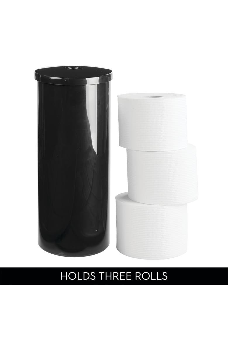 Freestanding Toilet Paper Canister with Lid for 3 Extra Rolls, Black, Made in USA, Alternate, color, Black