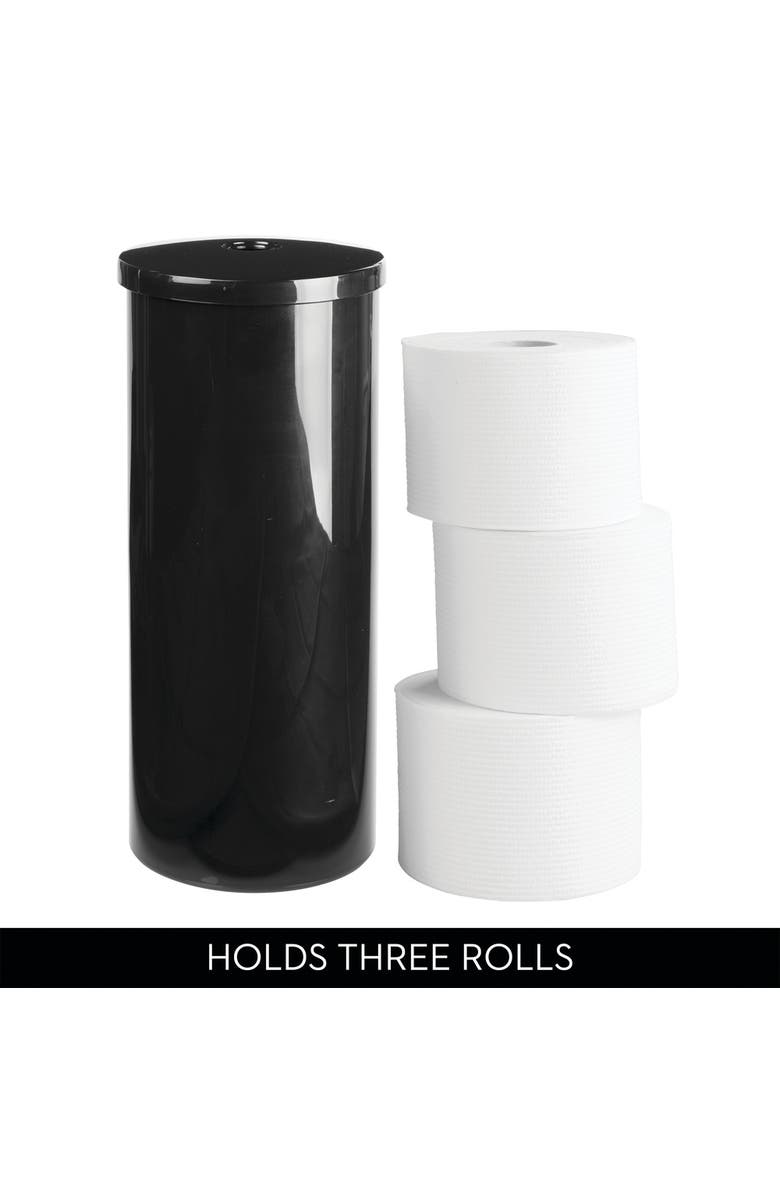 iDesign Freestanding Toilet Paper Canister with Lid for 3 Extra Rolls, Black, Made in USA, Alternate, color, Black