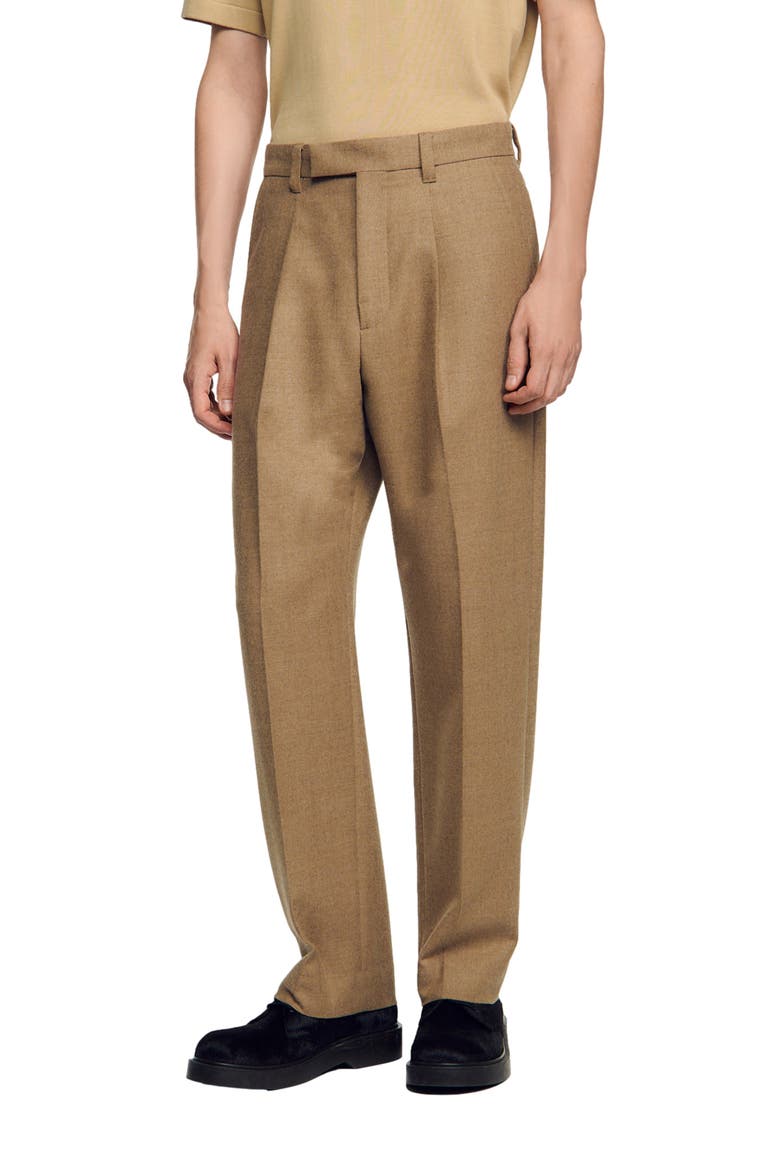 Wide-leg Wool Suit Trousers, Alternate, color, Beige