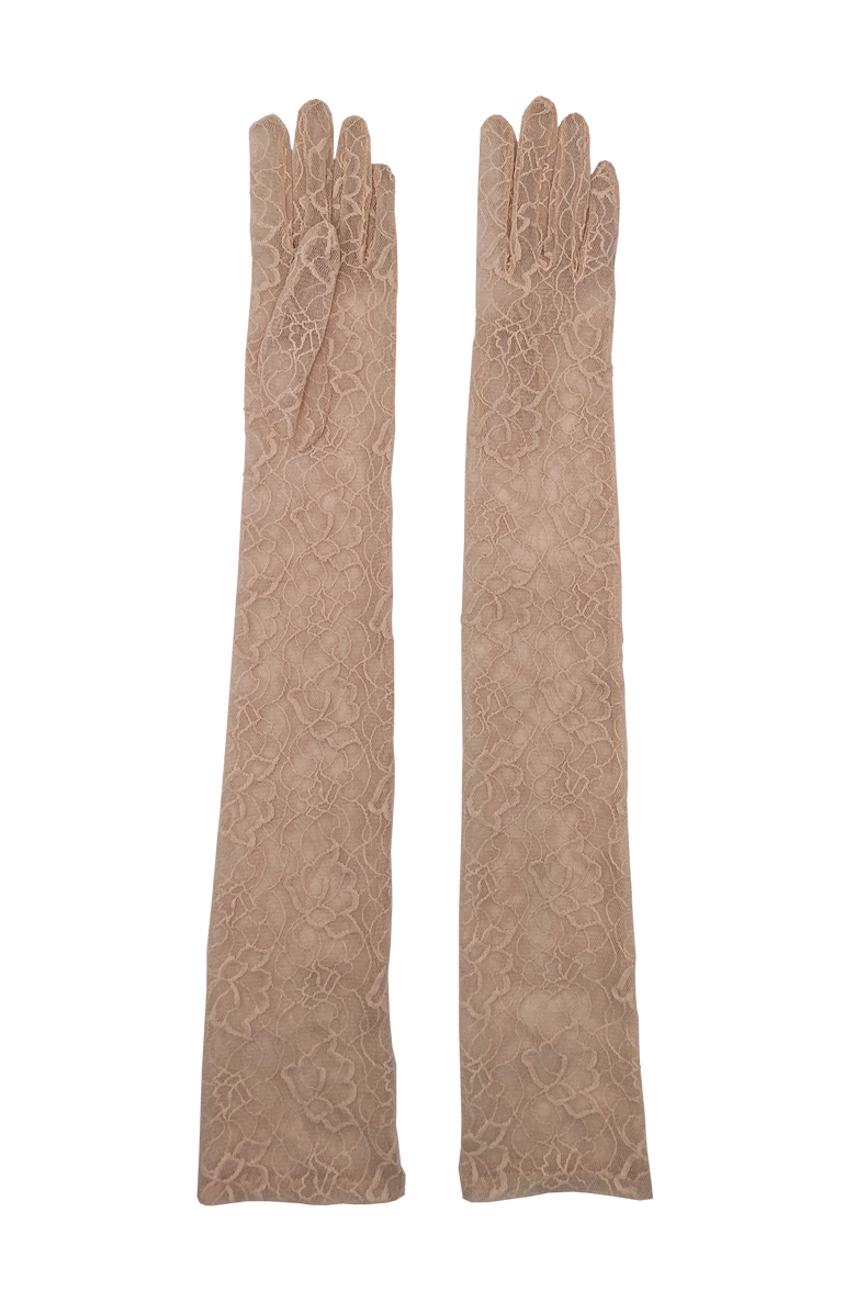 Agnelle Long Lace Gloves, Main, color, Nude