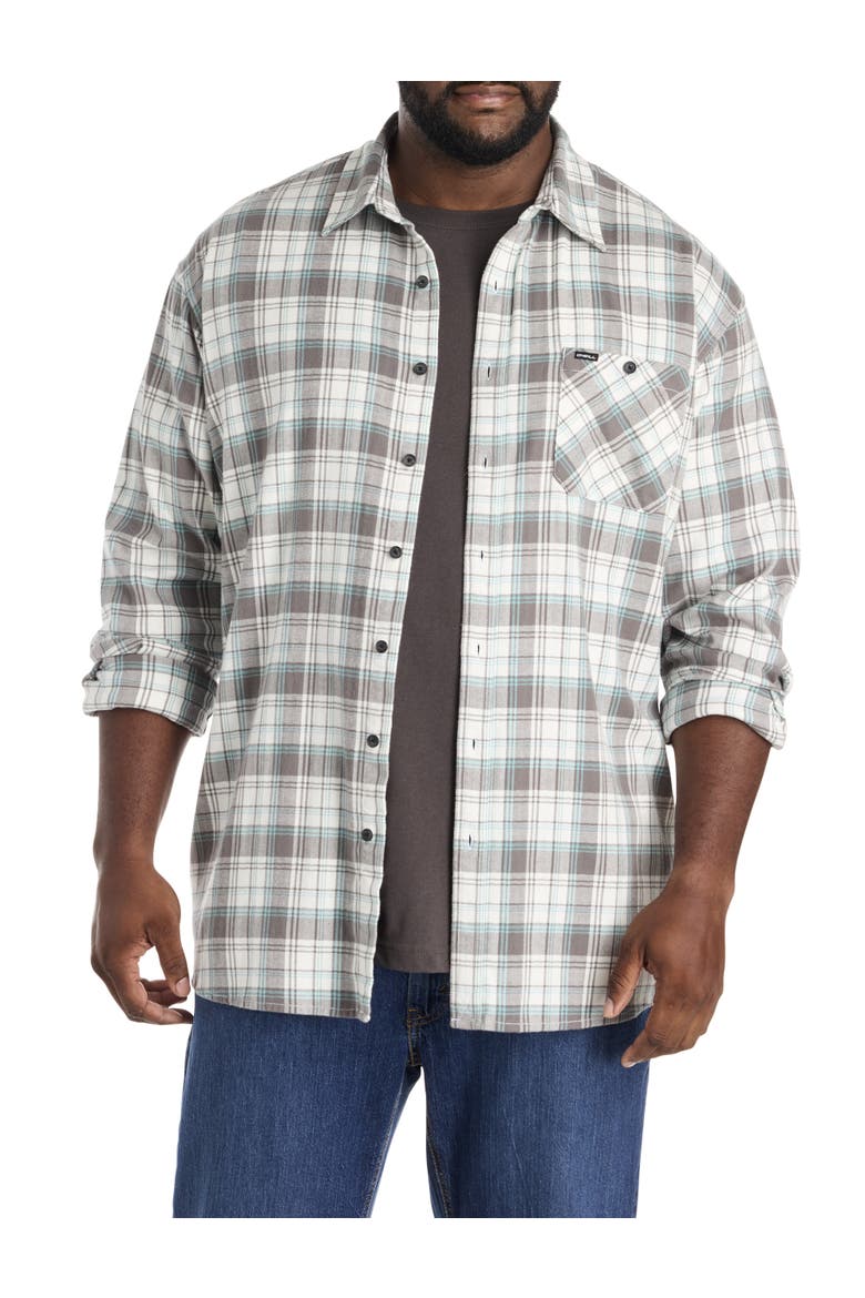 Big & Tall Redmond Plaid Stretch Flannel Sport Shirt, Main, color, WHITE