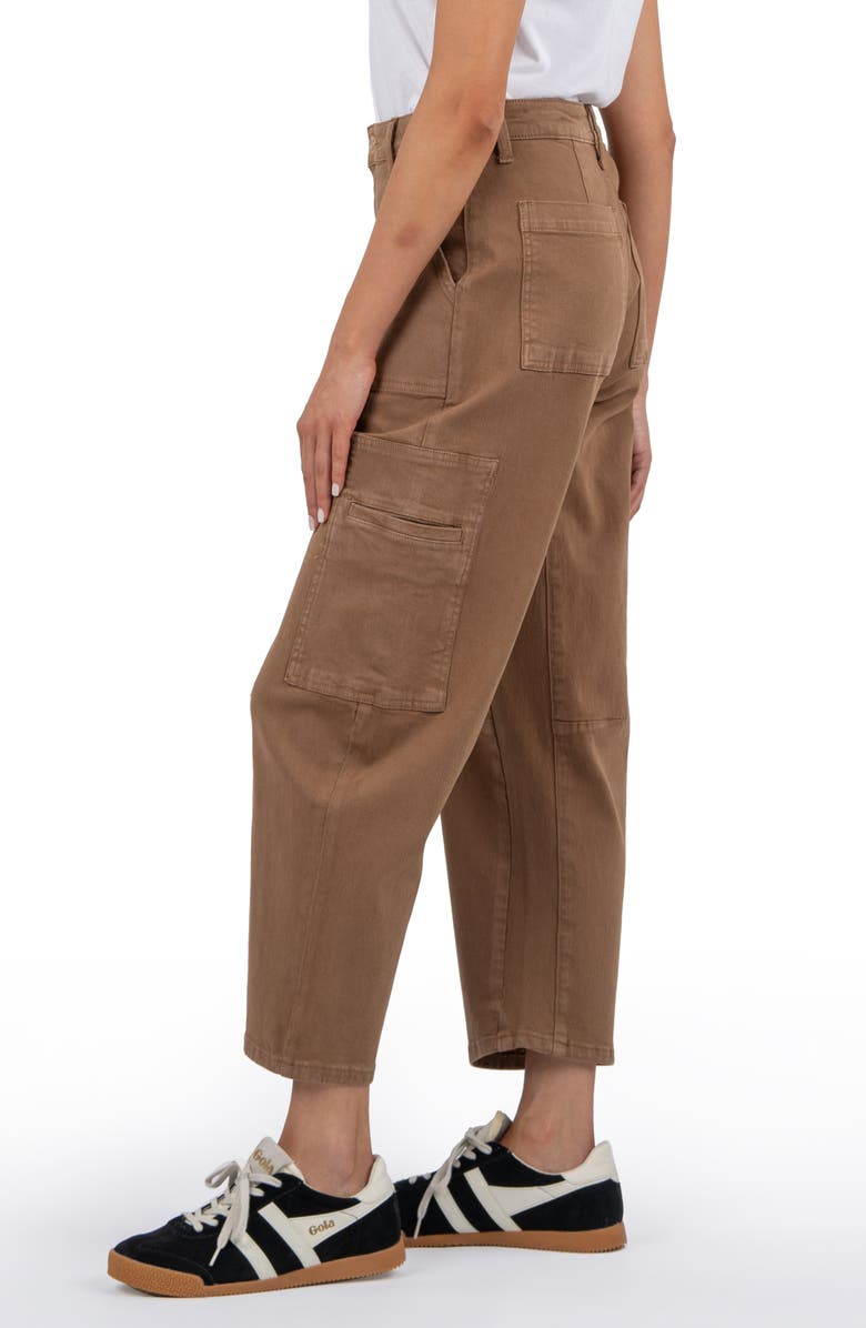 KUT from the Kloth Kaya High Waist Straight Leg Cargo Pants, Alternate, color, Latte