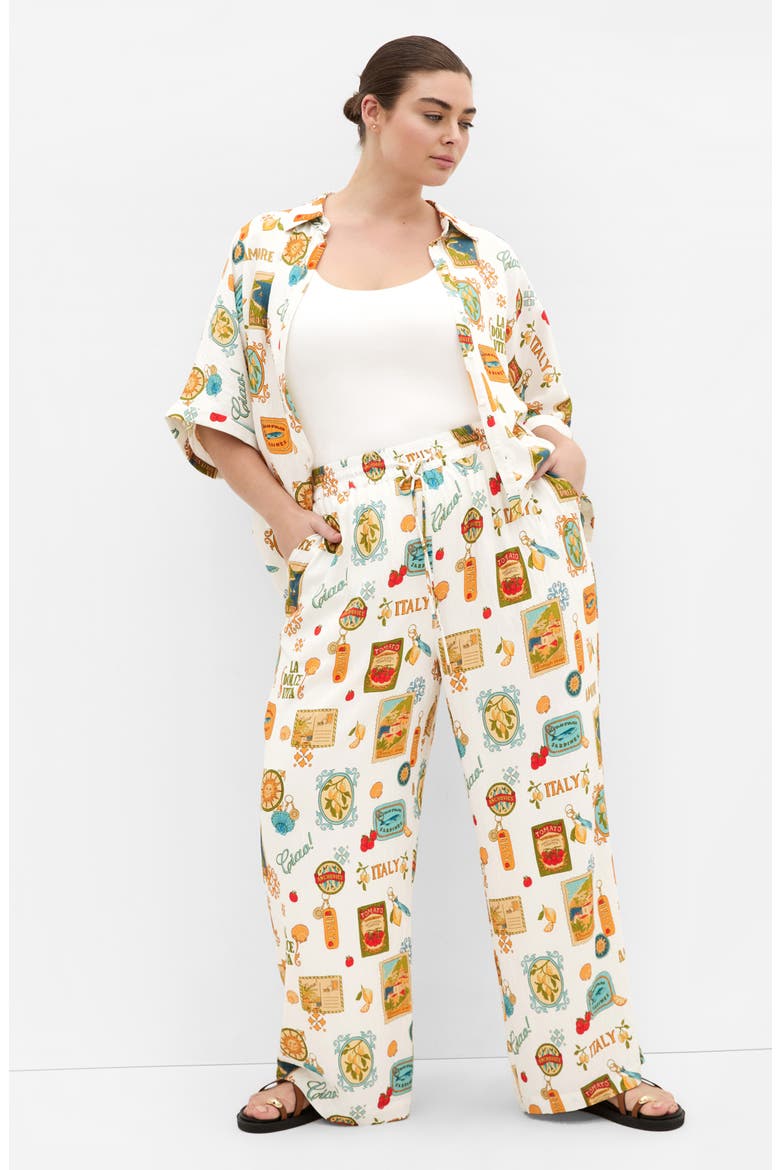 Amore Print Wide Leg Pants, Alternate, color, CREME LA DOLCE