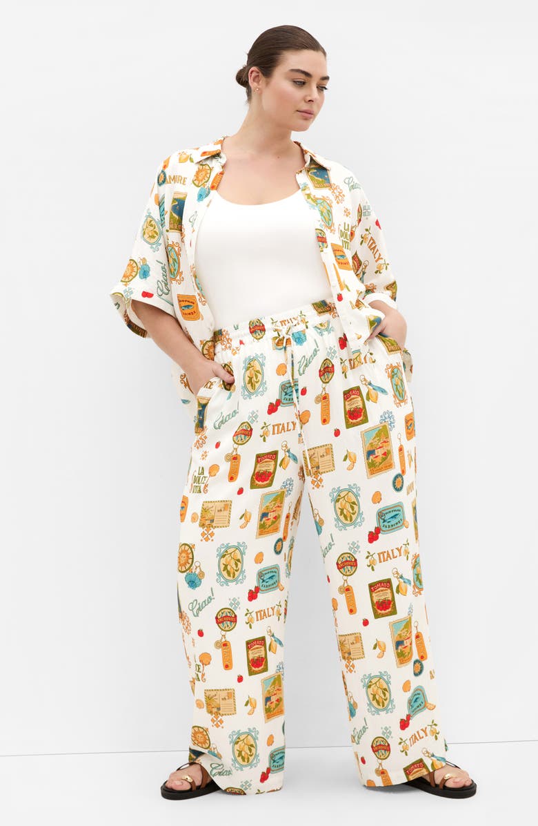 City Chic Amore Print Wide Leg Pants, Alternate, color, 