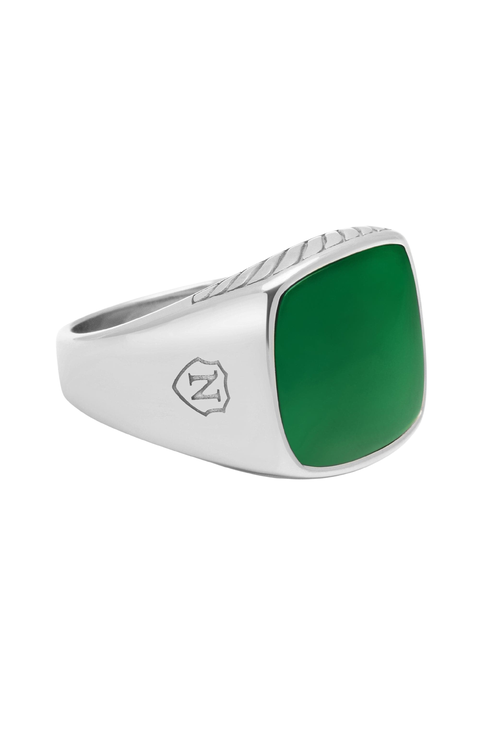 Signet Ring With Green Agate