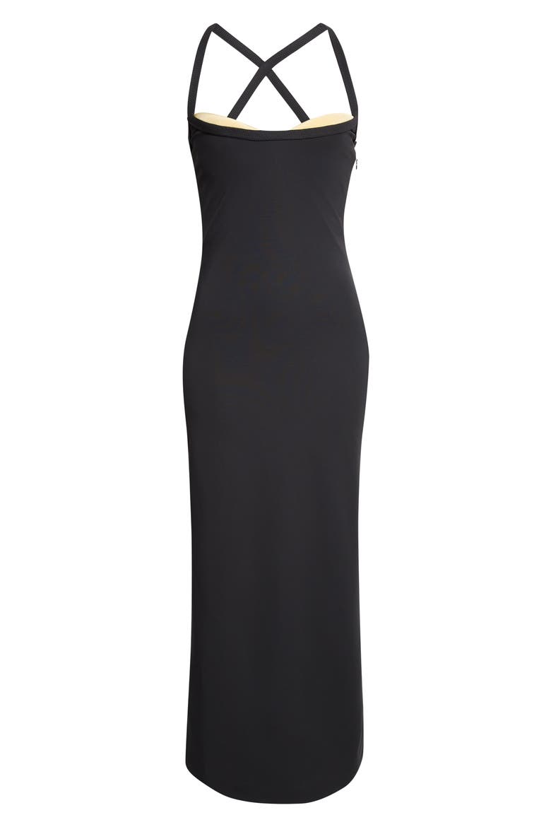 Stappy Back Jersey Gown, Main, color, BLACK BANANA