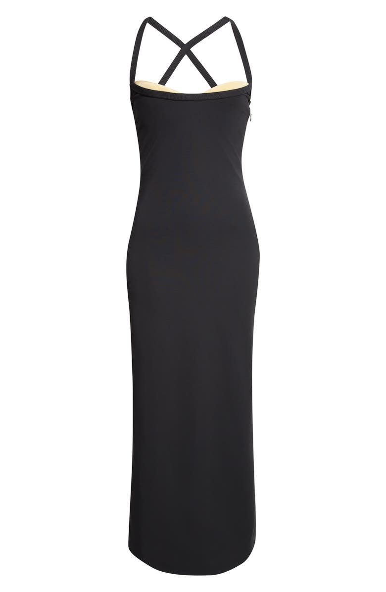 Versace Stappy Back Jersey Gown, Main, color, Black Banana