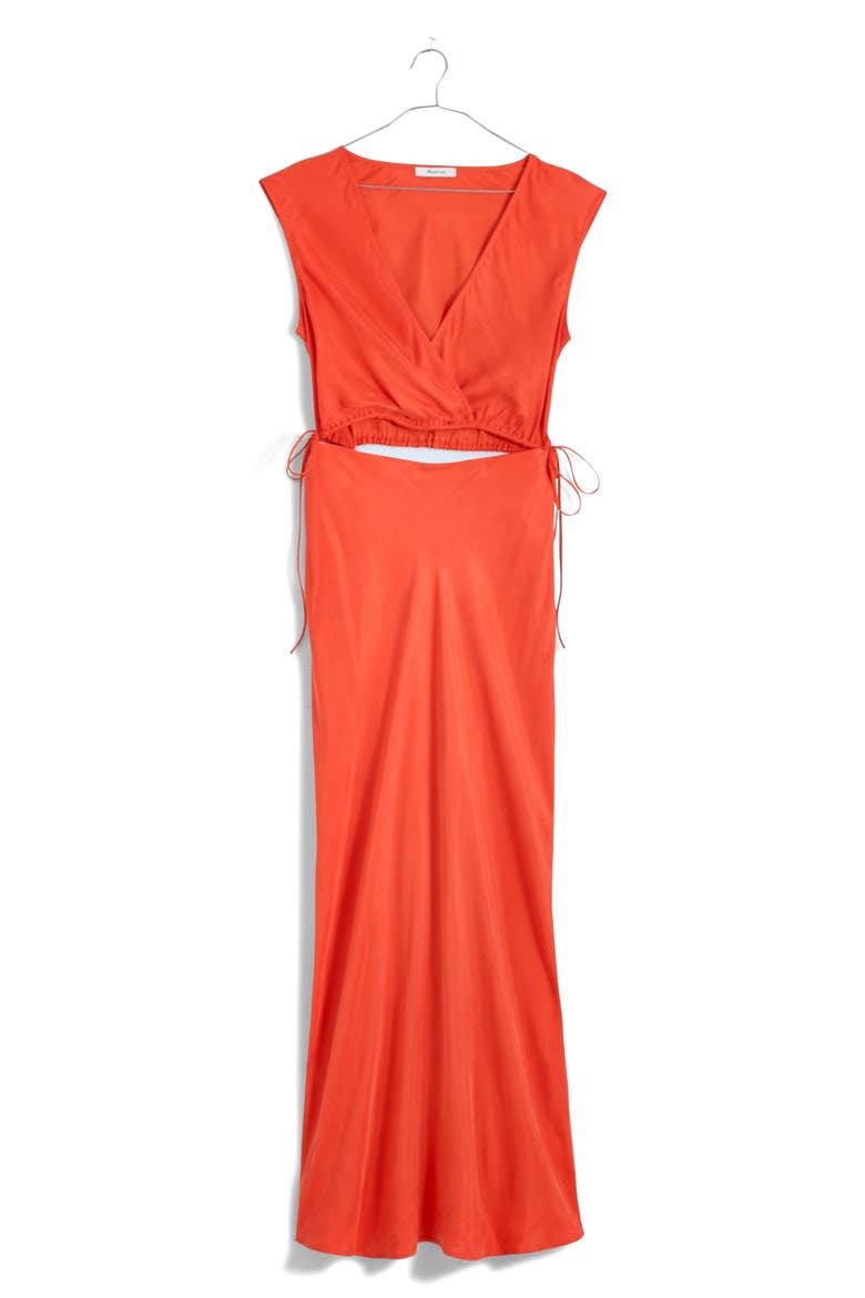 Modular Sleeveless Cupro Blend Maxi Dress, Alternate, color, FIRE LILY