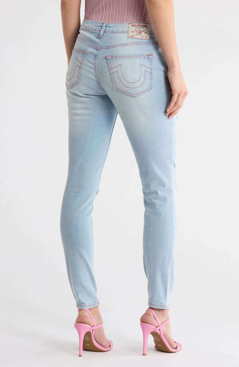 True Religion Jennie Curvy Ripped Mid Rise Skinny Jeans, Alternate, color, Light Endless W/ Destroy