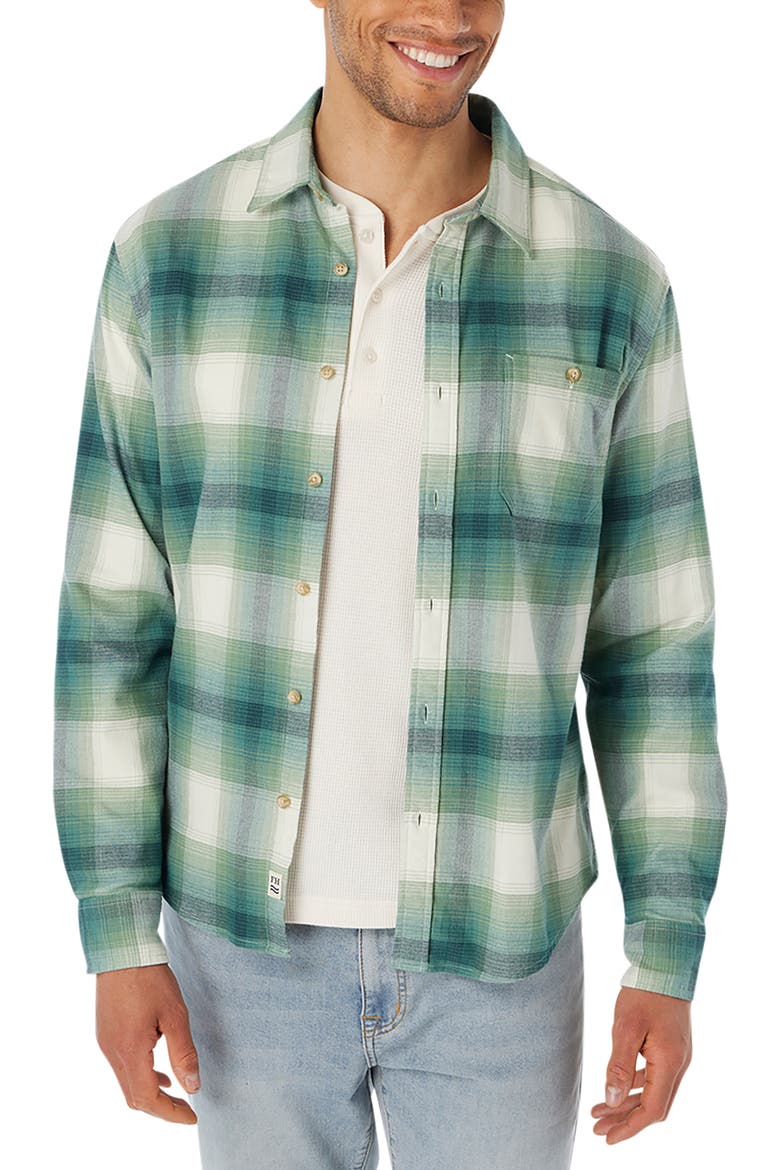 Plaid Lightweight Flannel Button-Up Shirt, Main, color, GREEN HILLS PLAID