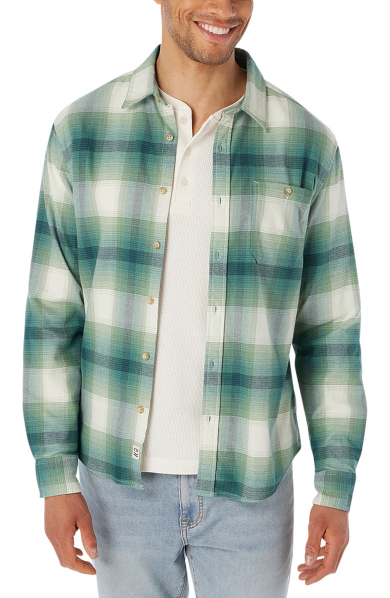 Fair Harbor Plaid Lightweight Flannel Button-Up Shirt, Main, color, Green Hills Plaid
