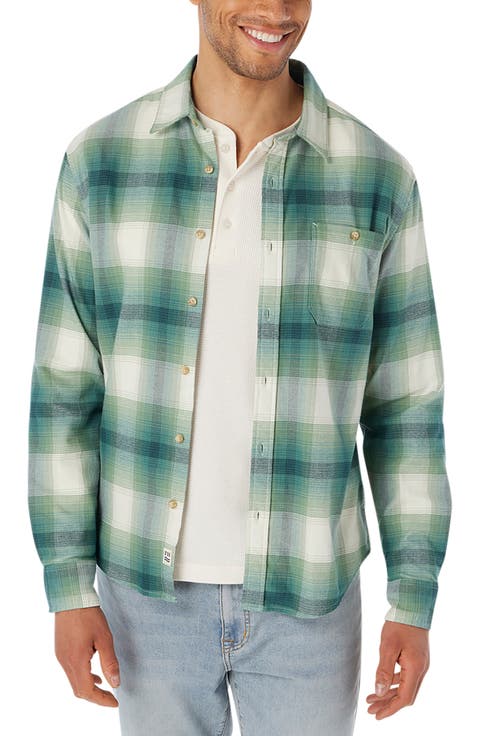 Plaid Lightweight Flannel Button-Up Shirt