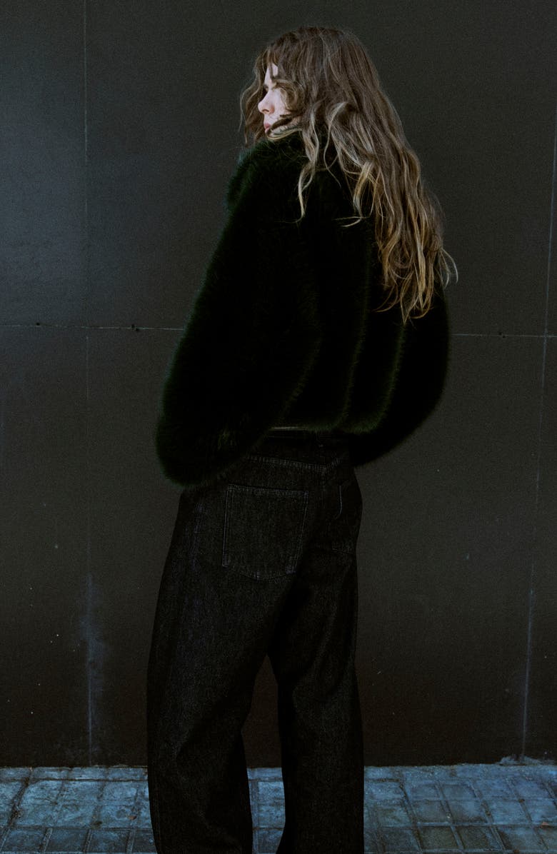 MANGO Bola Faux Fur Jacket, Alternate, color, Green