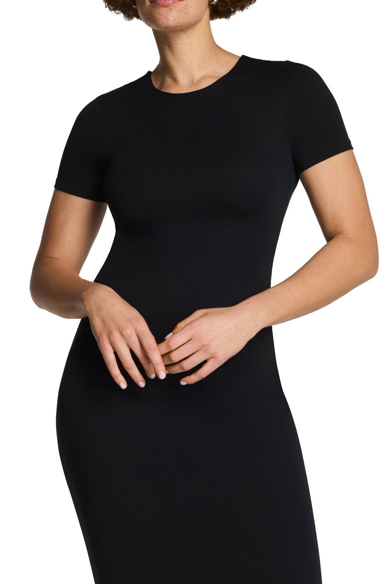 Ponte Crewneck Midi Dress, Alternate, color, CLASSIC BLACK